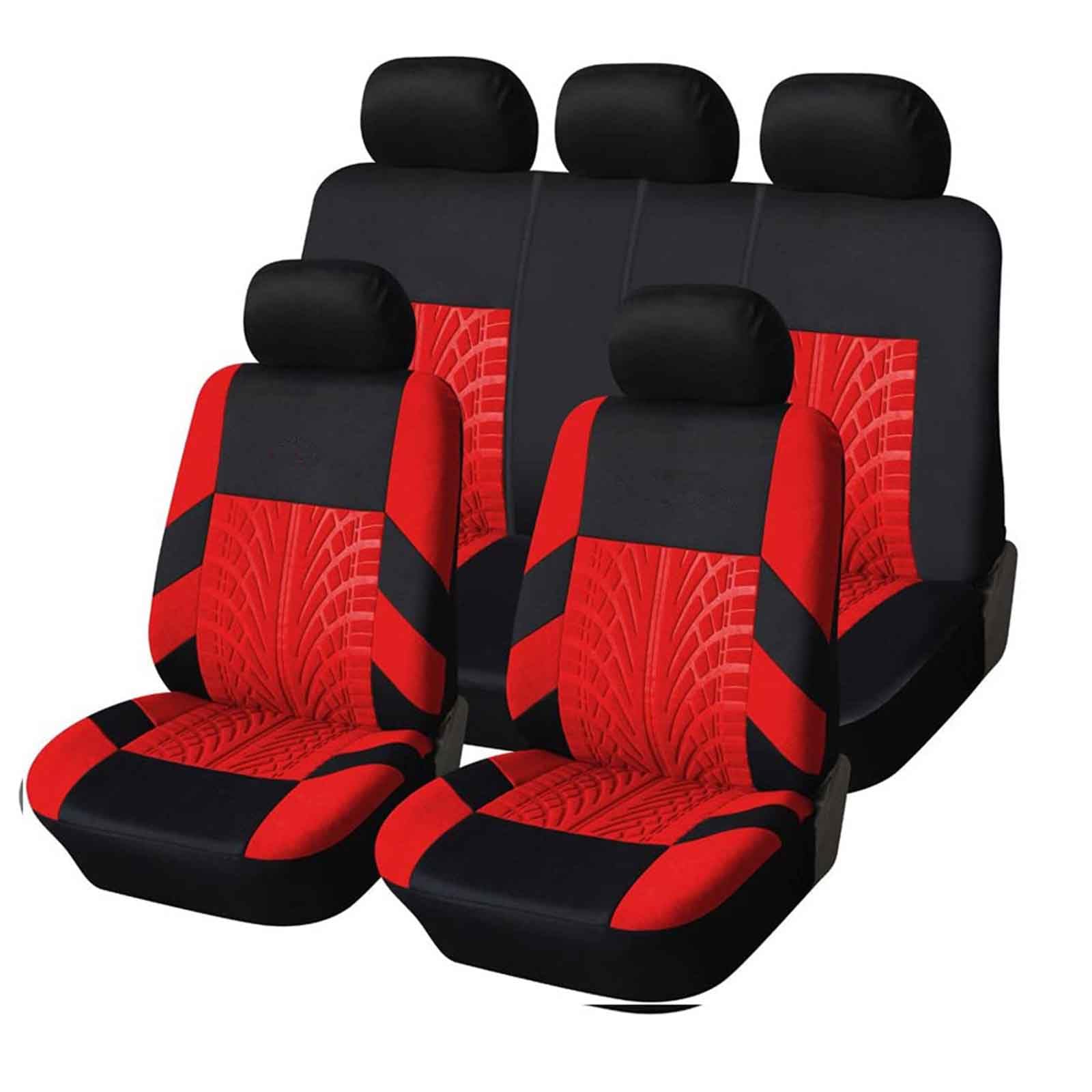 ELEDVB Auto-Sitzbezüge für Kia Rio 2007 2008 2009 2010 2011, Auto-Schonbezüge für Fahrersitz & Beifahrer Komplettset Autositzschoner Reifenschienen Autositzzubehör Airbag-Kompatible, Red von ELEDVB