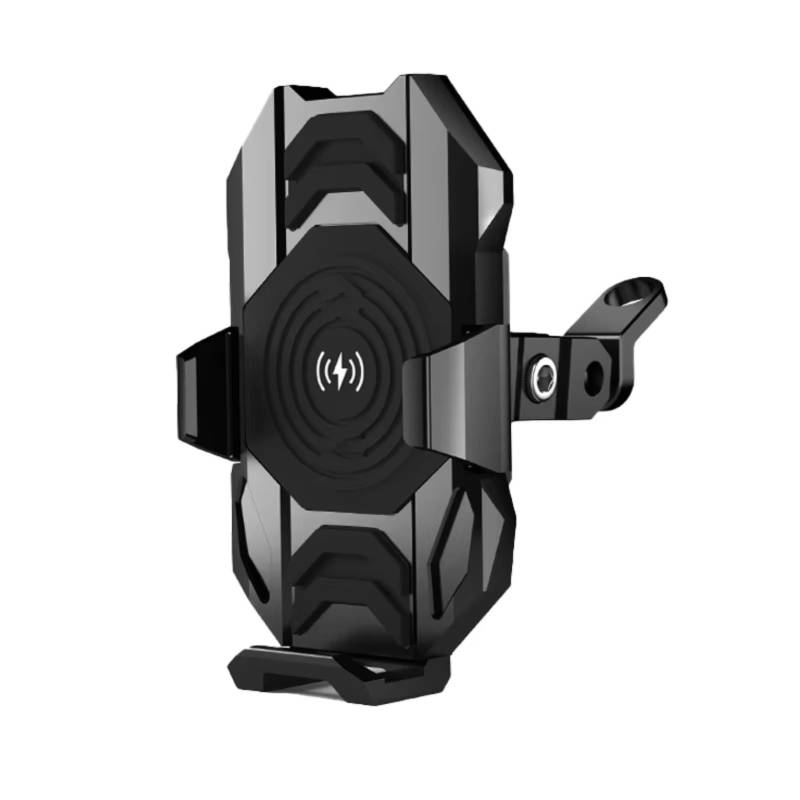 Für E10 Splitter Shell Motorrad Navigation Halter 15W Drahtlose Ladegerät Sicherheit Reiten Halterung Wasserdicht Stoßfest Handy GPS Halter Motorrad GPS Halterung(Black-2) von ELEKNZBZTG