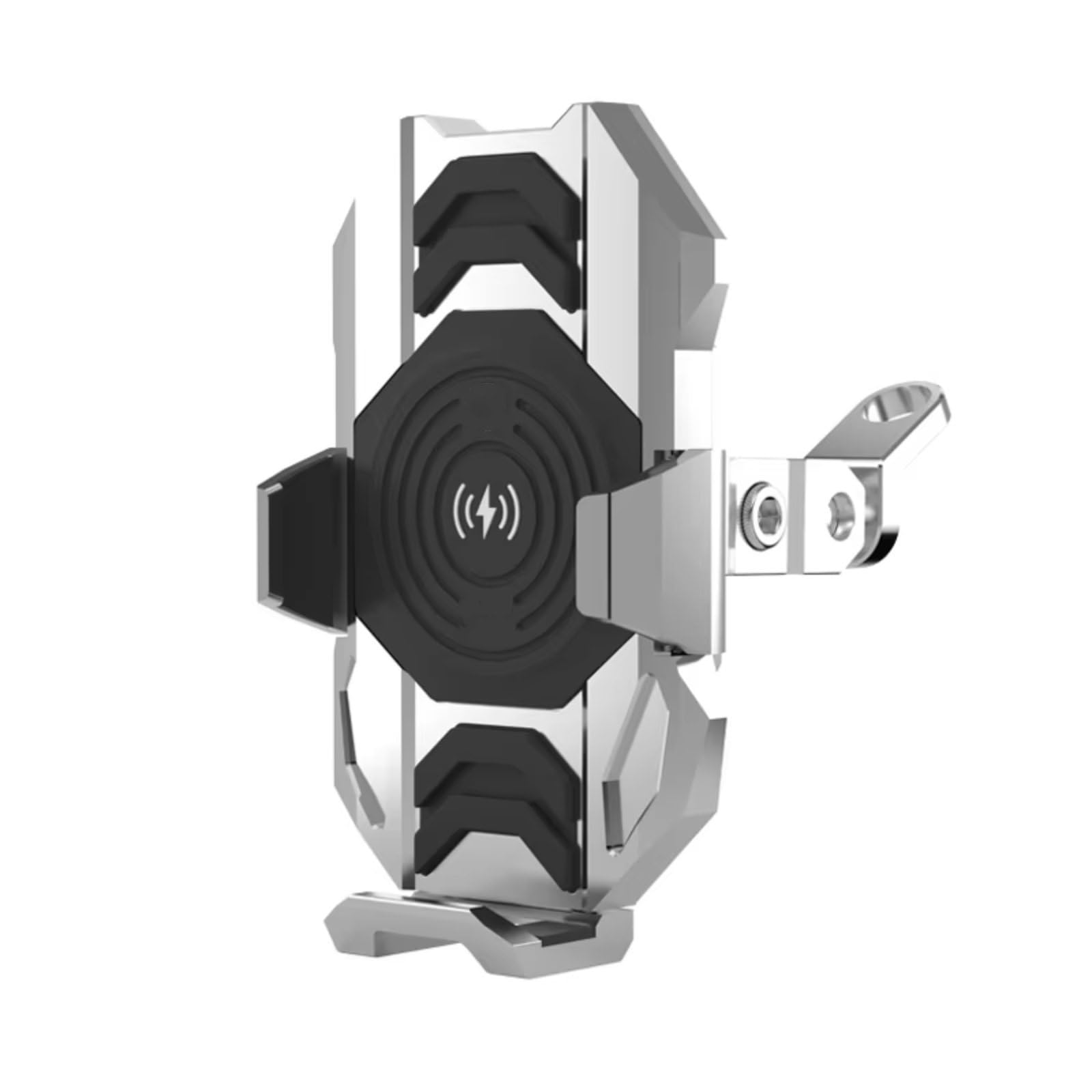 Für E10 Splitter Shell Motorrad Navigation Halter 15W Drahtlose Ladegerät Sicherheit Reiten Halterung Wasserdicht Stoßfest Handy GPS Halter Motorrad GPS Halterung(Sliver-2) von ELEKNZBZTG