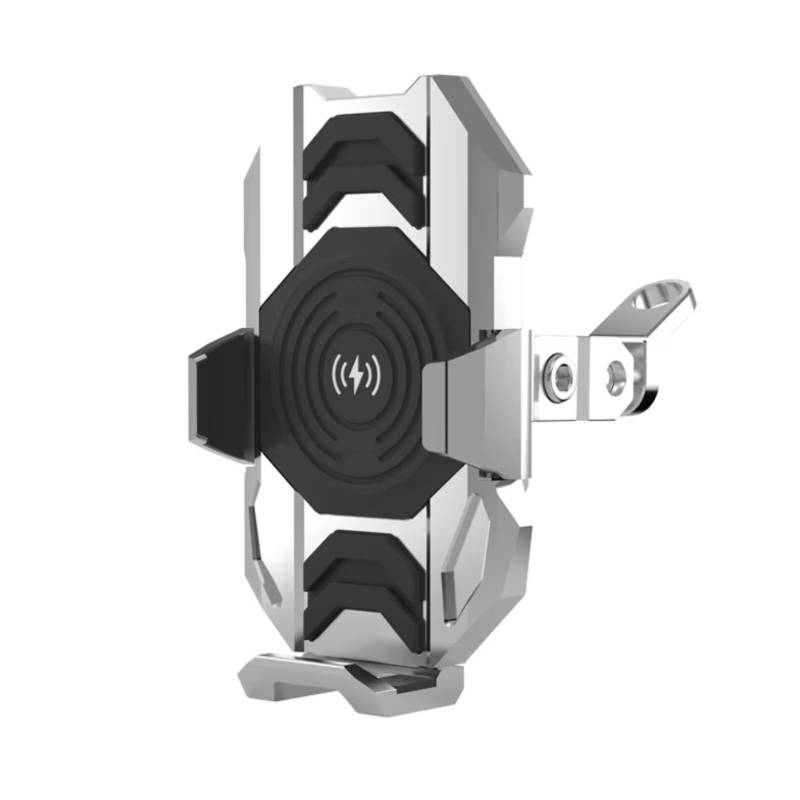 Für E10 Splitter Shell Motorrad Navigation Halter 15W Drahtlose Ladegerät Sicherheit Reiten Halterung Wasserdicht Stoßfest Handy GPS Halter Motorrad GPS Halterung(Sliver-2) von ELEKNZBZTG