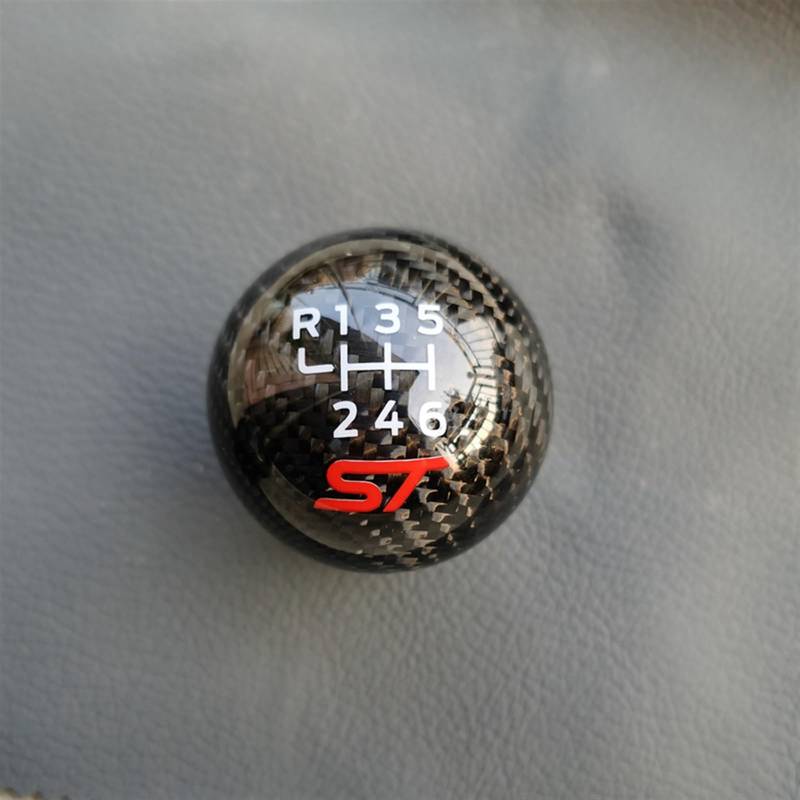 ELEONORE 6-Gang-Schaltknauf für Ford Focus Fiesta RS ST Auto-Handball-Schalthebel aus Kohlefaser-Aluminiumlegierung (Farbe: Carbon Fibre ST) von ELEONORE