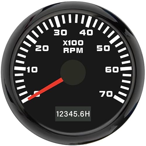 ELING 52 mm Drehzahlmesser 0–7000 U/min Drehzahlmesser mit roter Hintergrundbeleuchtung 12 V 24 Volt universell für Wohnmobil SUV Schnellboote von ELING