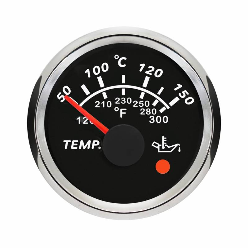 ELING 52 mm Öltemperaturmesser Anzeigeanzeige 50–150 Grad mit 8 Farben Hintergrundbeleuchtung und Alarm für Limousinen Rollerschiffe von ELING