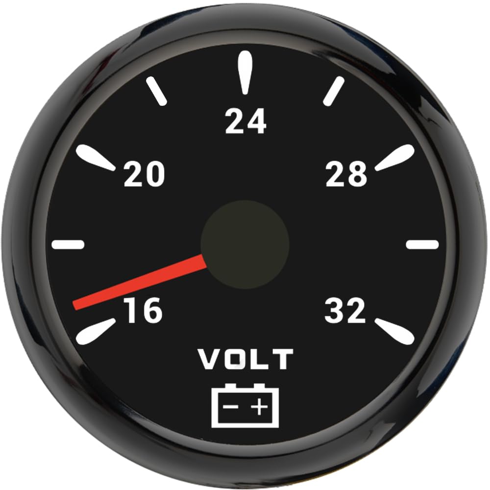 ELING 52 mm Voltmeter 16–32 V Voltmeter 24 V für Auto Yachten SUV mit 7 Farben Hintergrundbeleuchtung von ELING