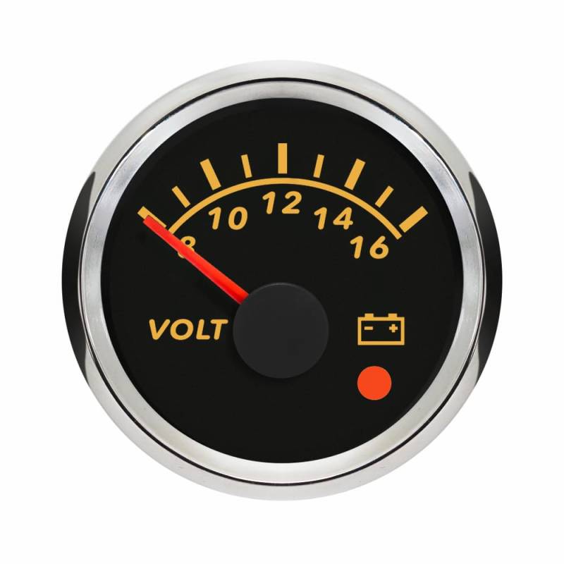 ELING 52 mm Voltmeter 8–16 V Spannungsanzeige mit 8 Farben Hintergrundbeleuchtung mit Alarm für Schnellboote SUV Wohnmobile von ELING