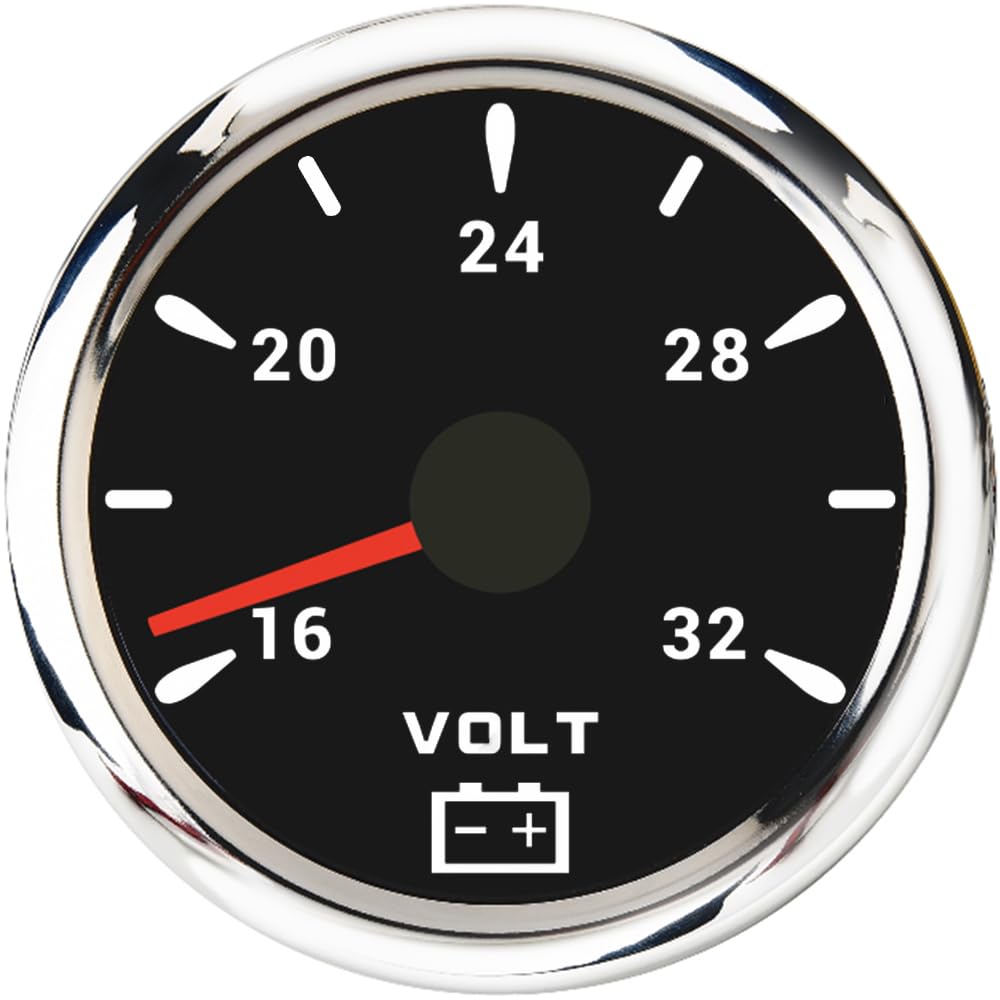 ELING 52MM 2'' Volt Gauge Voltmeter 16-32V mit 7 Farben Hintergrundbeleuchtung für Auto Scooter Marine von ELING