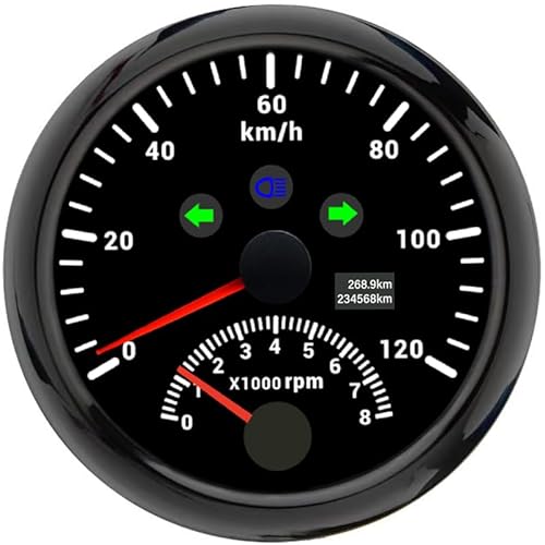 ELING 85 mm 2-in-1 GPS-Tachometer 120 km/h mit Drehzahlmesser 8000 U/min Anzeige mit Hintergrundbeleuchtung für Wohnmobile von ELING