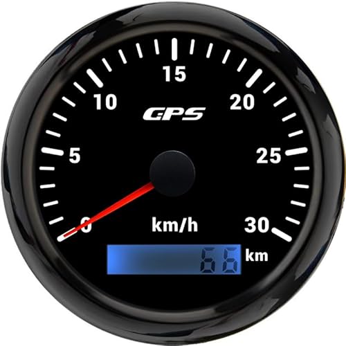 ELING 85 mm GPS-Tachometer 0–30 km/h Kilometerzähler mit 7 Farben Hintergrundbeleuchtung für Gabelstapler Bagger Segelboot von ELING