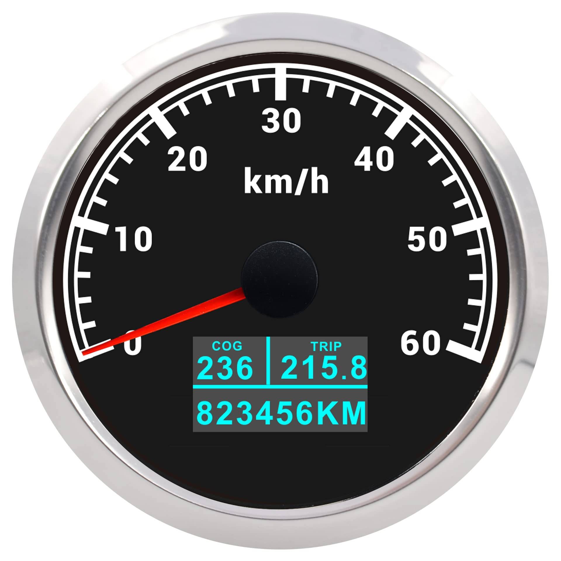 ELING 85 mm GPS-Tachometer 0–60 km/h mit COG TRIP Gesamtkilometerstand mit 7 Farben Hintergrundbeleuchtung für Schiffe Yachten ELING 85 mm GPS-Tachometer 0–60 km/h mit COG TRIP Gesamtkilometerstand mit 7 Farben Hintergrundbeleuchtung für Schiffe Yachten von ELING