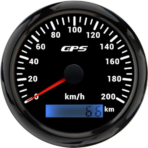 ELING 85 mm GPS-Tachometer 200 km/h mit GPS Antenne mit 7 Farben Hintergrundbeleuchtung 9–32 V für Auto Roller von ELING