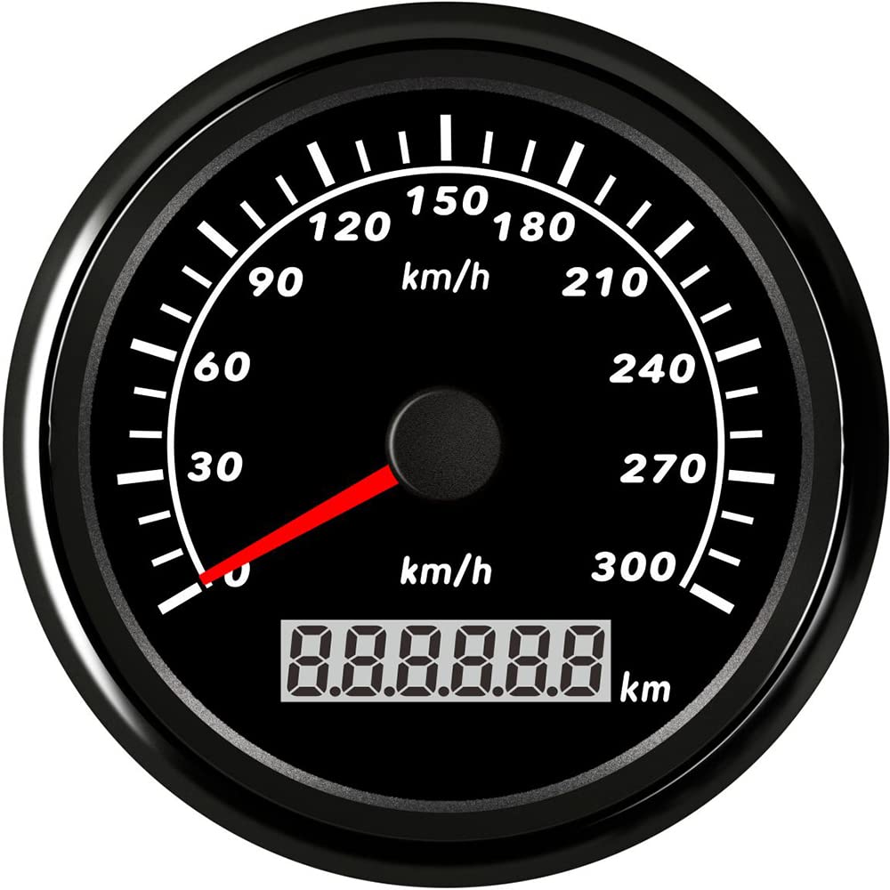 ELING 85 mm GPS-Tachometer Kilometerzähler 0–300 km/h Geschwindigkeitsanzeige für Rennwagen mit roter Hintergrundbeleuchtung 9–32 V von ELING