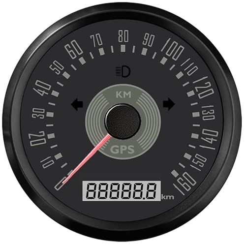 ELING 85 mm klassischer GPS-Tachometer 0–160 km Gesamtkilometerstand 9–32 V mit Hintergrundbeleuchtung für Auto und Motorrad von ELING