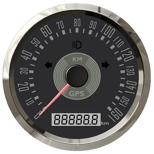 ELING 85 mm klassischer GPS-Tachometer 0–160 km Gesamtkilometerstand 9–32 V mit Hintergrundbeleuchtung für LKW Transporter Wohnmobile von ELING
