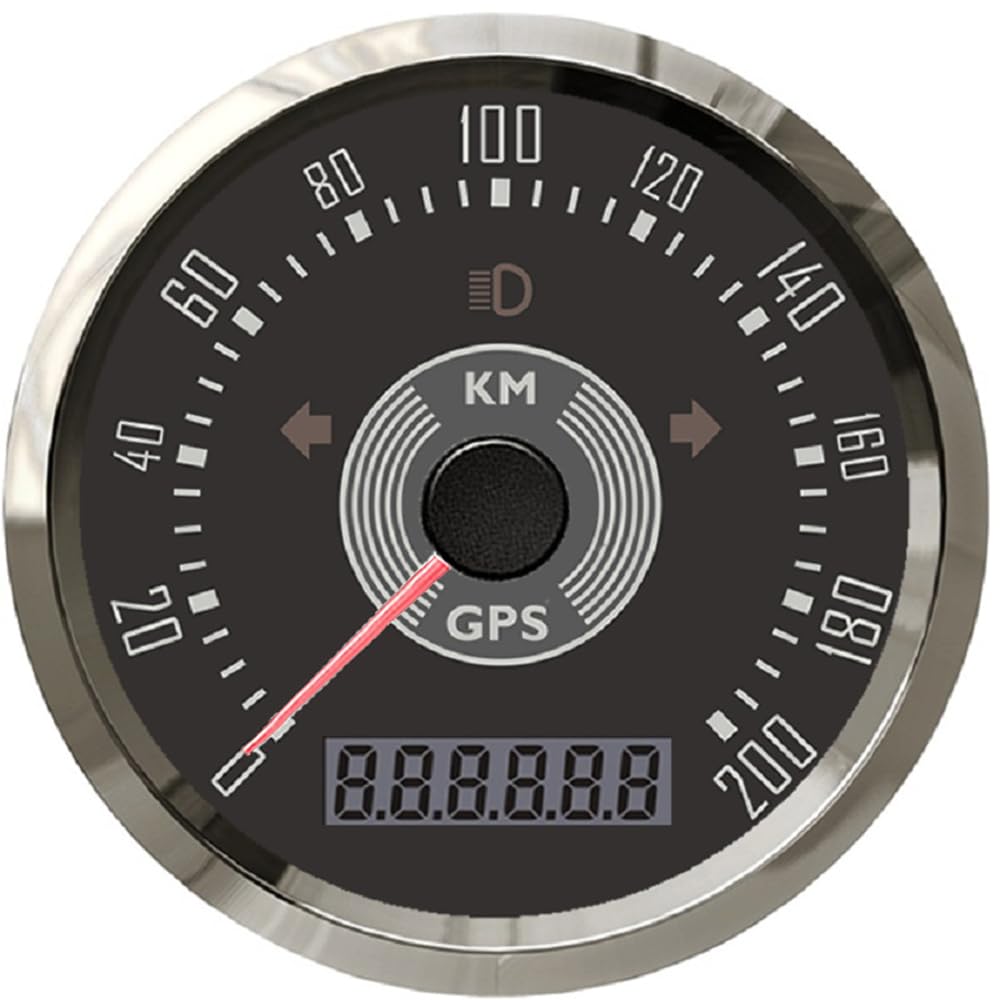 ELING 85 mm klassischer GPS-Tachometer 0–200 km 9–32 V mit Hintergrundbeleuchtung für Auto Motorrad von ELING