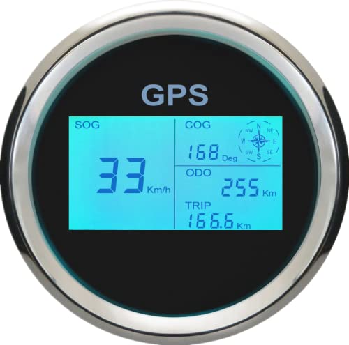 ELING Digital GPS Tacho LCD Geschwindigkeitsmesser Kilometerzähler mit GPS Antenne 85mm Überdrehzahl Alarm von ELING