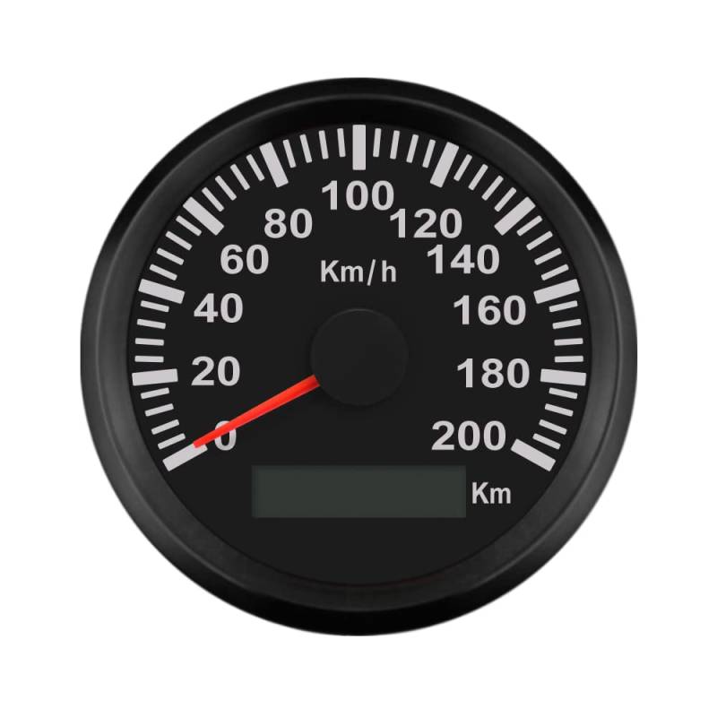 ELING KM GPS Tacho Kilometerzähler 200 km/h für Auto Marine Truck mit Hintergrundbeleuchtung 85 mm 12 V/24 V von ELING