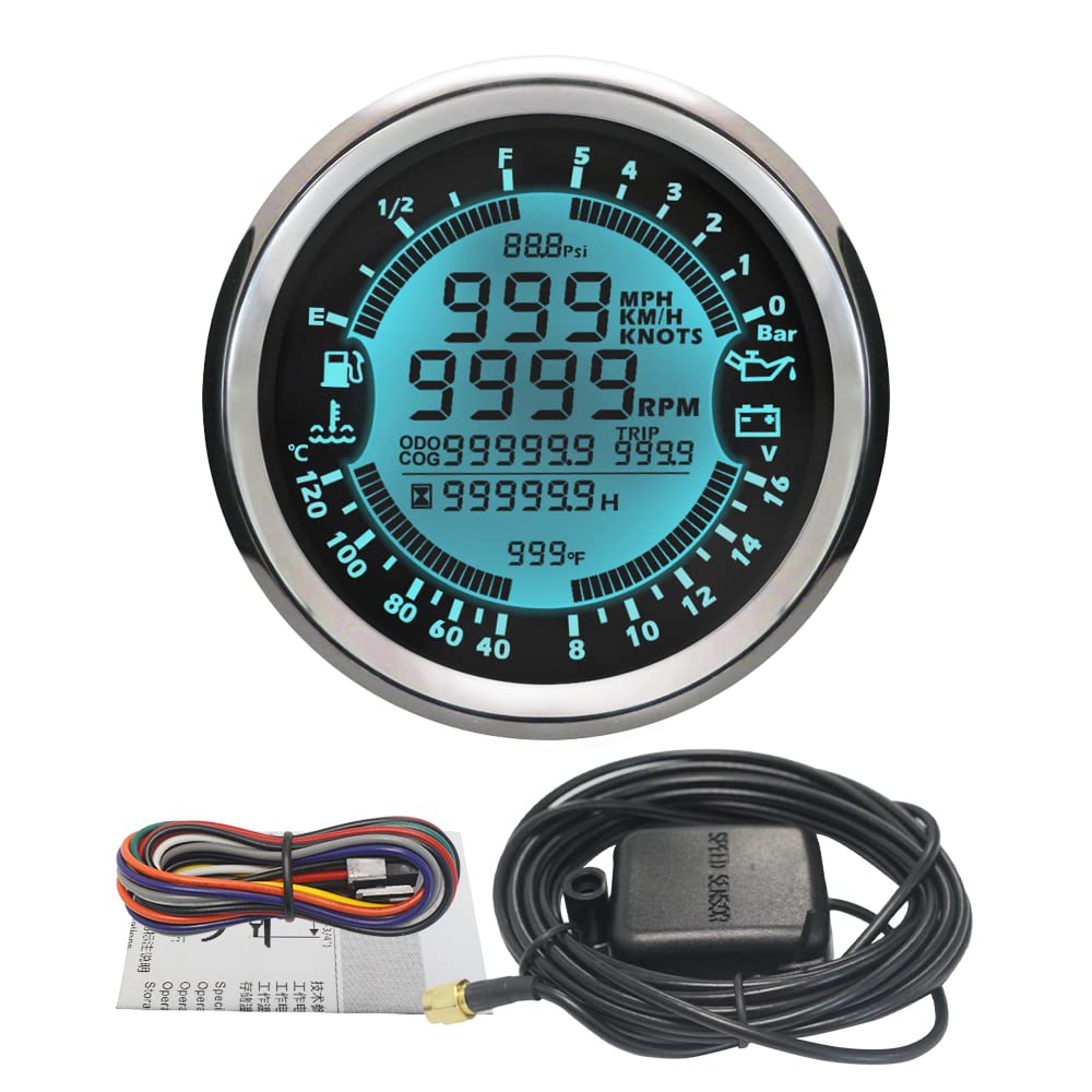ELING Multifunktions GPS Tachometer Tachometer Stunde Wassertemperatur Kraftstoffstand Öldruck Voltmeter 12V 85mm Mit Hintergrundbeleuchtung ELING Multifunktions GPS Tachometer Tachometer Stunde Wassertemperatur Kraftstoffstand Öldruck Voltmeter 12V 85mm Mit Hintergrundbeleuchtung von ELING