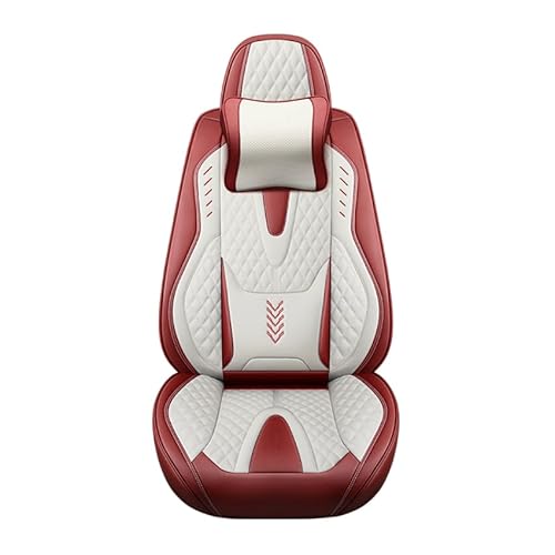ELLIAT Komplettset Autositzbezüge für Kia Soul Sportage Stinger Stonic Venga Xceed,Leder Wasserdichter Universal Set Rot und Weiß von ELLIAT