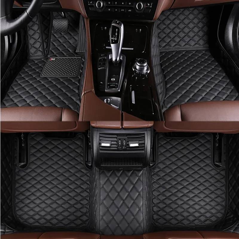 ELODEK Auto FußMatten Leder Fussmatten für Cupra Formentor V25 2021 2022 2023 2024 2025, Custom Allwetter wasserdichte Bodenmatte Set Abdeckung Vorne Hinten Teppiche,A-Black von ELODEK