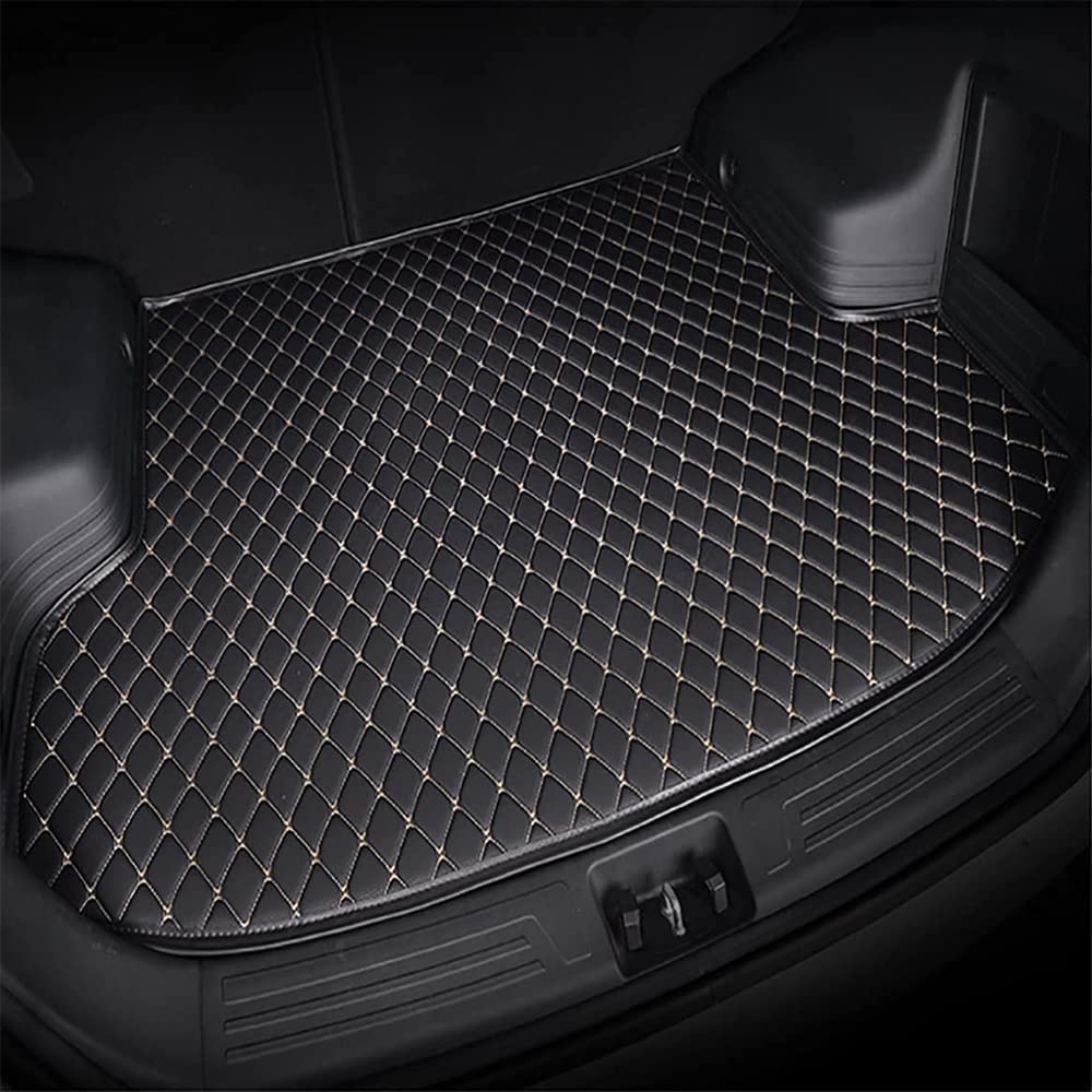 Auto Leder Kofferraummatten für BMW 5er G31 Touring Wagon 7.Gen 2017-2022, Cargo Teppich Kratzfest rutschfest Kofferraum Schutzmatten Zubehör,Black-beige von ELOKO