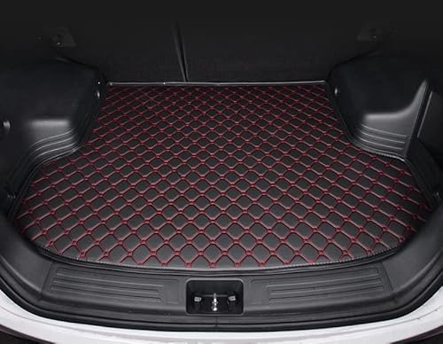 Auto Leder Kofferraummatten für Mercedes Benz CLA Shooting Brake 2020-2021, Cargo Teppich Kratzfest rutschfest Kofferraum Schutzmatten Zubehör,Black-red von ELOKO