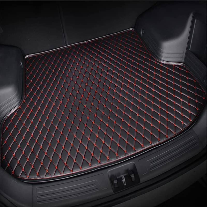 Auto Leder Kofferraummatten für Volkswagen VW Tiguan 2017-2021 2022 2023, Cargo Teppich Kratzfest rutschfest Kofferraum Schutzmatten Zubehör,Black-red von ELOKO