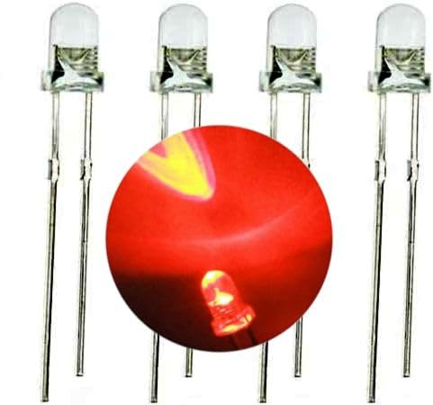4 x Blink LED Leuchtdioden 3mm oder 5mm, selbstblinkend 200-4000 mcd 60° Farbe nach Auswahl (blau, rot, grün, gelb, weiß) diffuses oder wasserklares Gehäuse (3mm rot klar 4000mcd) von ELPOHL