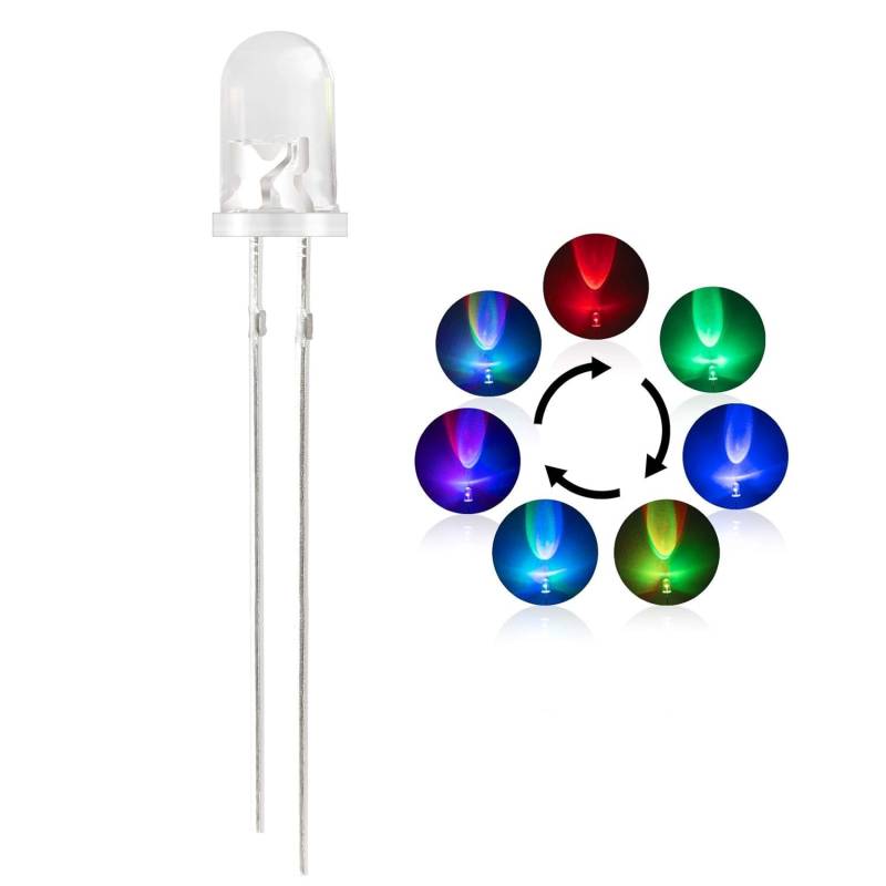 4 x Blink LED Leuchtdioden 3mm oder 5mm, selbstblinkend 200-4000 mcd 60° Farbe nach Auswahl (blau, rot, grün, gelb, weiß) diffuses oder wasserklares Gehäuse (5mm RGB multicolor Farbwechsel schnell) von ELPOHL