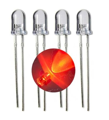 4 x Blink LED Leuchtdioden 3mm oder 5mm, selbstblinkend 200-4000 mcd 60° Farbe nach Auswahl (blau, rot, grün, gelb, weiß) diffuses oder wasserklares Gehäuse (5mm rot klar 4000mcd) von ELPOHL