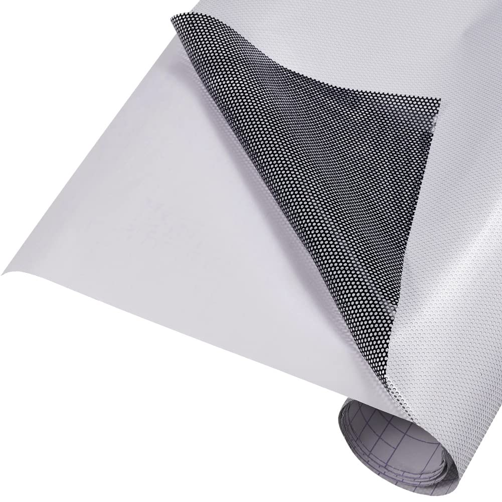 Autofolie,Carbon Folie Weiße perforierte Vinyl-Fensterfolie, Netzaufkleber, Raum-Privatsphäre, Fensteraufkleber, Haus, Büro, Auto, Glastür, Aufkleber, Dekoration(White-black,45x200cm) von ELTOX