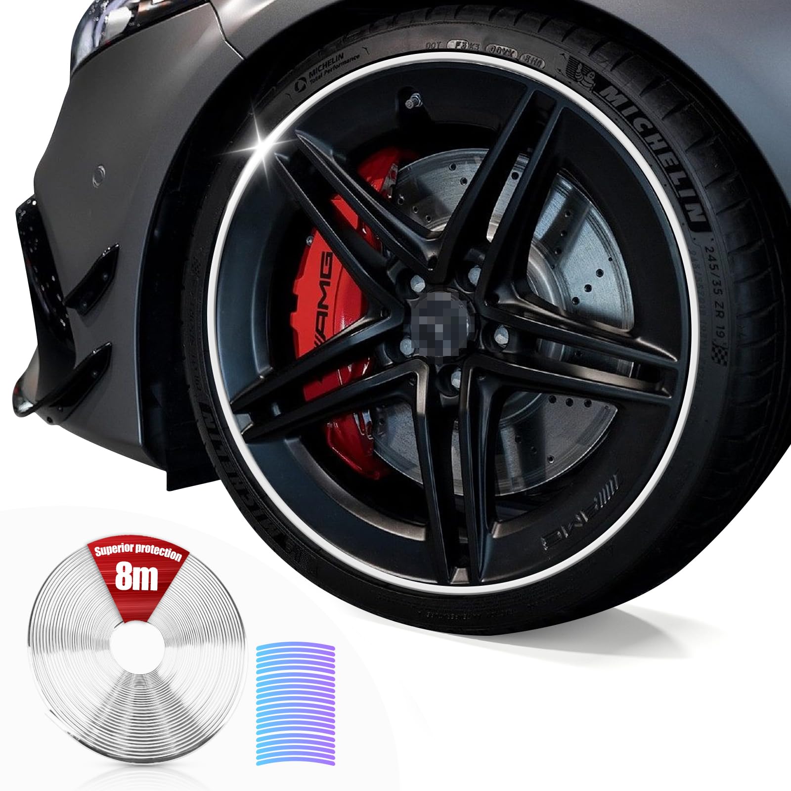 Auto Rad Schutzring,Felgenschutz,Felgenschutzringe,Gummi Dekoration Streifen,Felgen Schutz,Auto Felgenschutz Dekorstreifen für Auto Felgen,Flexible Auto-Zierstreifen,Rad Dekoration(8 M,silbrig) Auto Rad Schutzring,Felgenschutz,Felgenschutzringe,Gummi Dekoration Streifen,Felgen Schutz,Auto Felgenschutz Dekorstreifen für Auto Felgen,Flexible Auto-Zierstreifen,Rad Dekoration(8 M,silbrig) von ELUBLU