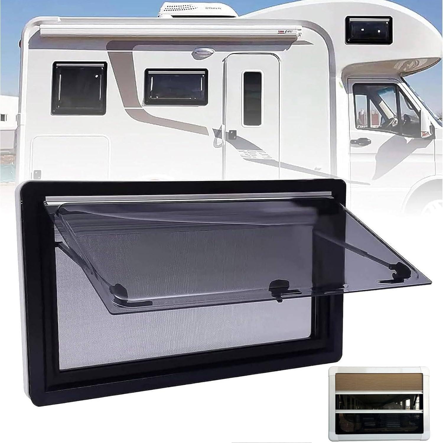 ELUKHT Ausziehbares Fenster, Camper, Acrylglas, Scharnierfenster, Ersatz mit Bildschirm, Außenausgangsfenster für Wohnwagen, Wohnmobil, Aluminiumlegierung, Acryl, Isolierglas, 80 x 50 cm, 95 x 50 cm ELUKHT Ausziehbares Fenster, Camper, Acrylglas, Scharnierfenster, Ersatz mit Bildschirm, Außenausgangsfenster für Wohnwagen, Wohnmobil, Aluminiumlegierung, Acryl, Isolierglas, 80 x 50 cm, 95 x 50 cm von ELUKHT