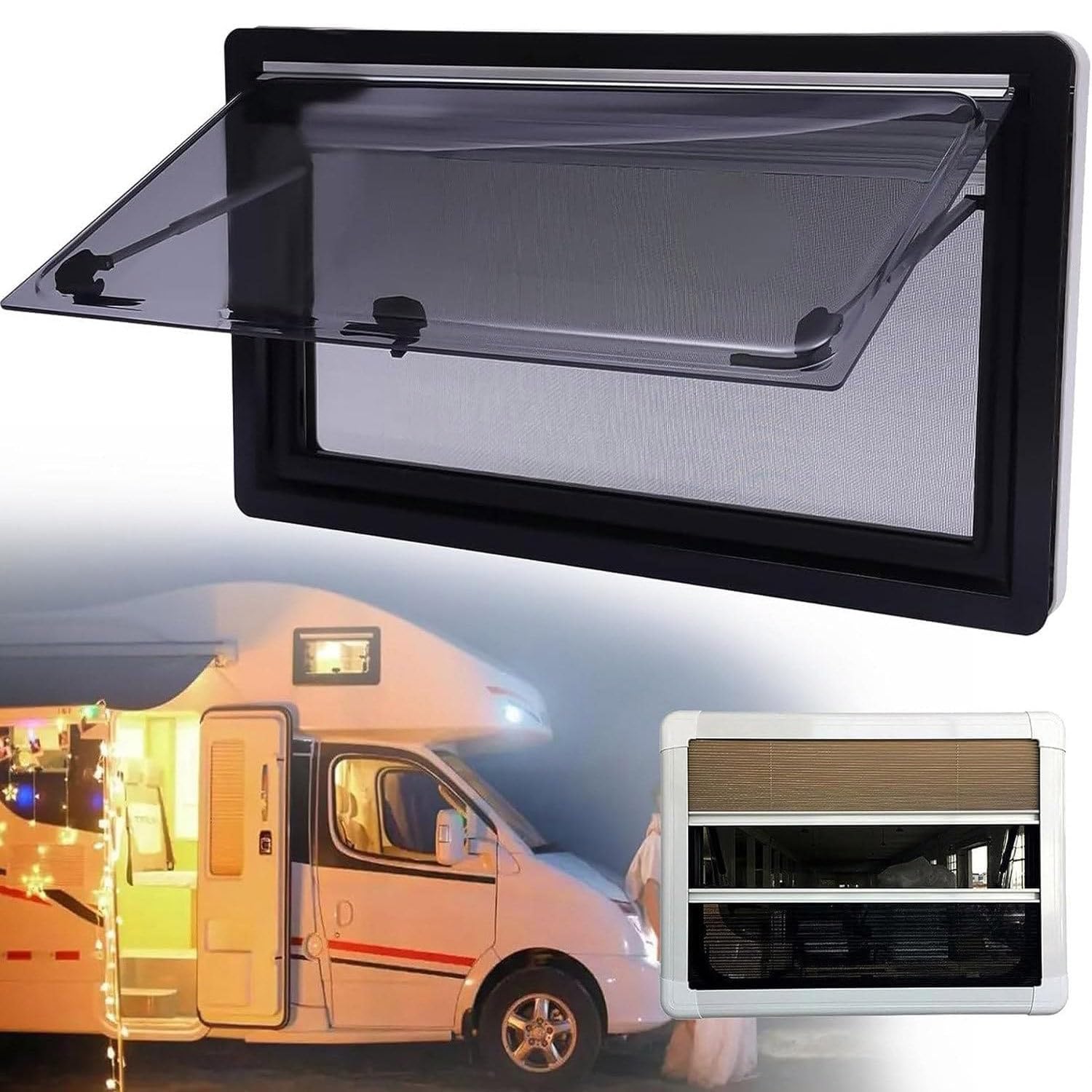 ELUKHT Ausziehbares Fenster, Wohnmobil-Fenster-Lüftungsluke, Klappfenster mit Sichtschutz und Sonnenschutz, Außenausgangsfenster für Wohnwagen, Wohnmobil, 50 x 30 cm, 80 x 80 cm ELUKHT Ausziehbares Fenster, Wohnmobil-Fenster-Lüftungsluke, Klappfenster mit Sichtschutz und Sonnenschutz, Außenausgangsfenster für Wohnwagen, Wohnmobil, 50 x 30 cm, 80 x 80 cm von ELUKHT