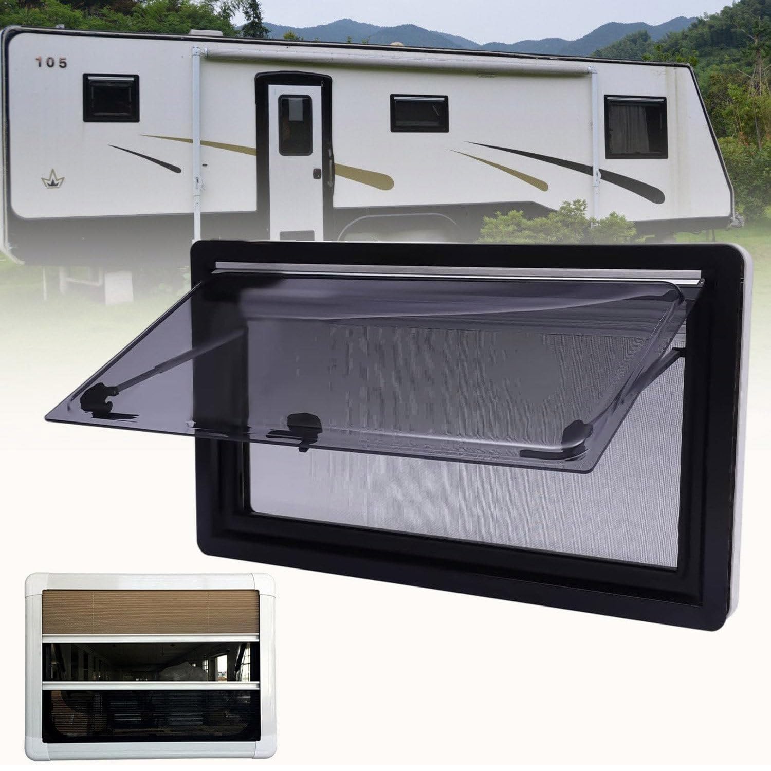 ELUKHT Schiebefenster, Wohnwagen-Camper-Fensterersatz, oben aufklappbares Schiebefenster, Anhänger, externes Schiebefenster, Anhänger, Lüftungsluke, Dachfenster, 90 x 50 cm, 50 x 35 cm ELUKHT Schiebefenster, Wohnwagen-Camper-Fensterersatz, oben aufklappbares Schiebefenster, Anhänger, externes Schiebefenster, Anhänger, Lüftungsluke, Dachfenster, 90 x 50 cm, 50 x 35 cm von ELUKHT
