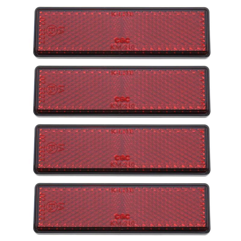 EMSea 4 Stück Motorrad Reflektoren Rot Selbstklebend Kunststoff Sicherheit Warnung Reflektierende Aufkleber 94 mm x 27 mm x 9 mm für Auto Motorrad Wohnwagen Anhänger Elektroroller von EMSea