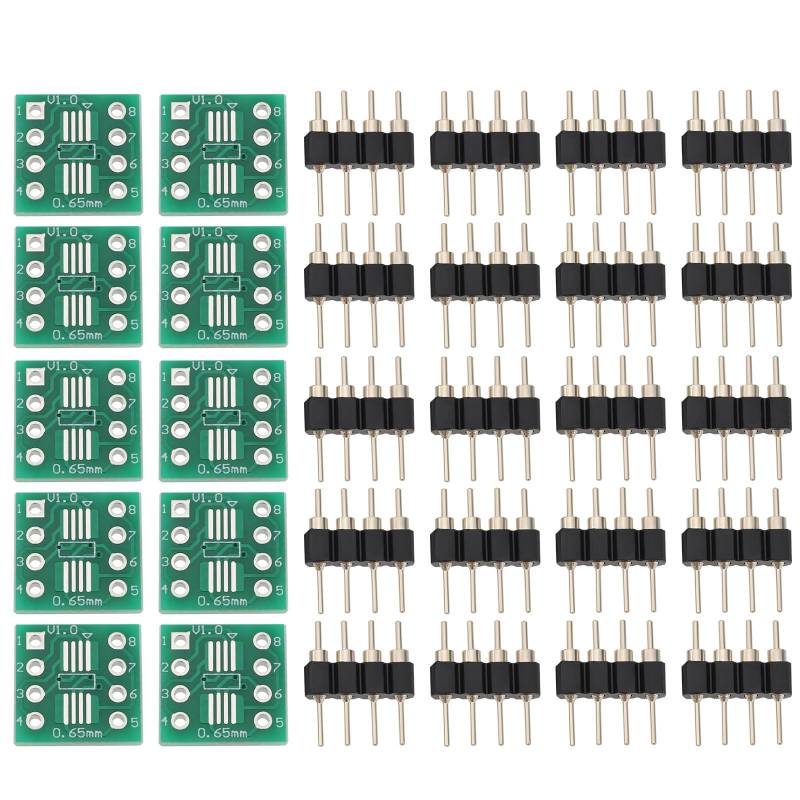 EMSea 10 Stück MSOP8 SOP8 SOIC8 auf DIP8 Konverter-Platine mit 4-poligem Vergoldetem Stift für die Reparatur Elektronischer Geräte Im Labor Heimwerkerindustrie von EMSea