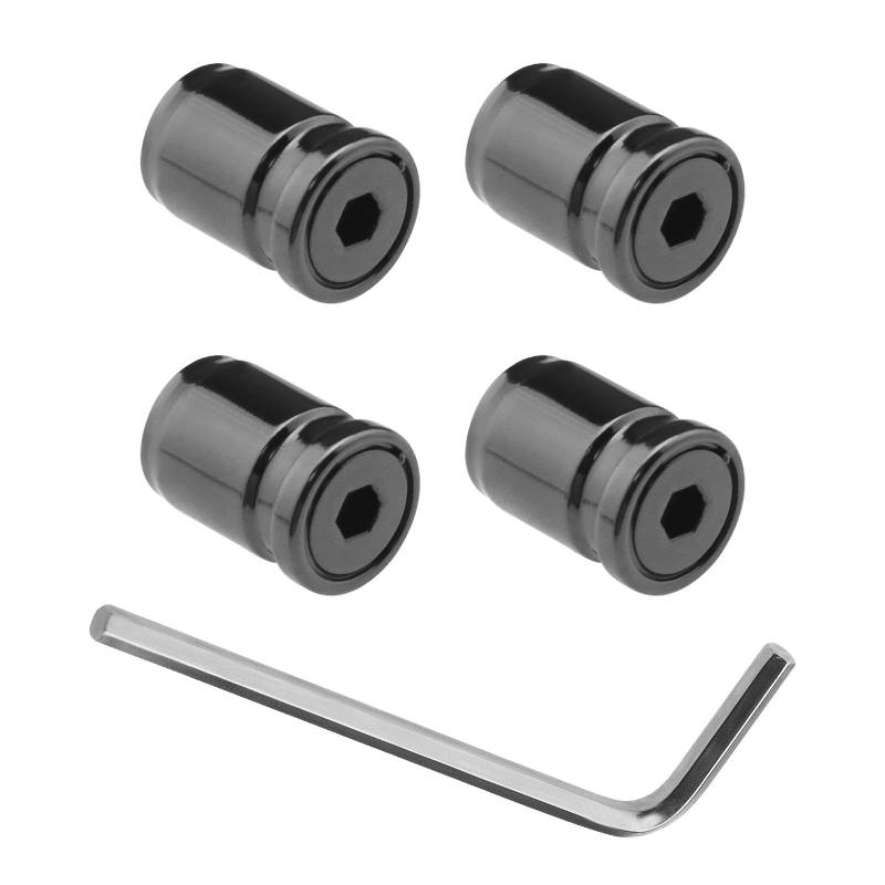 EMSea 4Pcs Auto Reifen Ventilabdeckung Auto Reifen Anti-Diebstahl Ventilabdeckung Auto Staubschutz Zubehör für die meisten Fahrzeuge Autos LKW ATV MTV 13,5 x 9,5 mm Zinklegierung Schwarz von EMSea