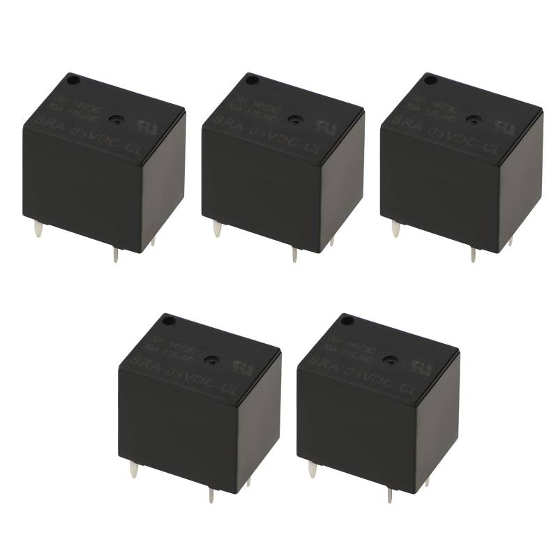 EMSea 5 Stücke SRA-05VDC-CL 5 Pin Typ Mini Leistungsrelais 5 V DC Spulen 20 A / 10 A 14 VDC 125 VAC SPDT Kontakte Automobilrelais PCB Allzweckrelais von EMSea