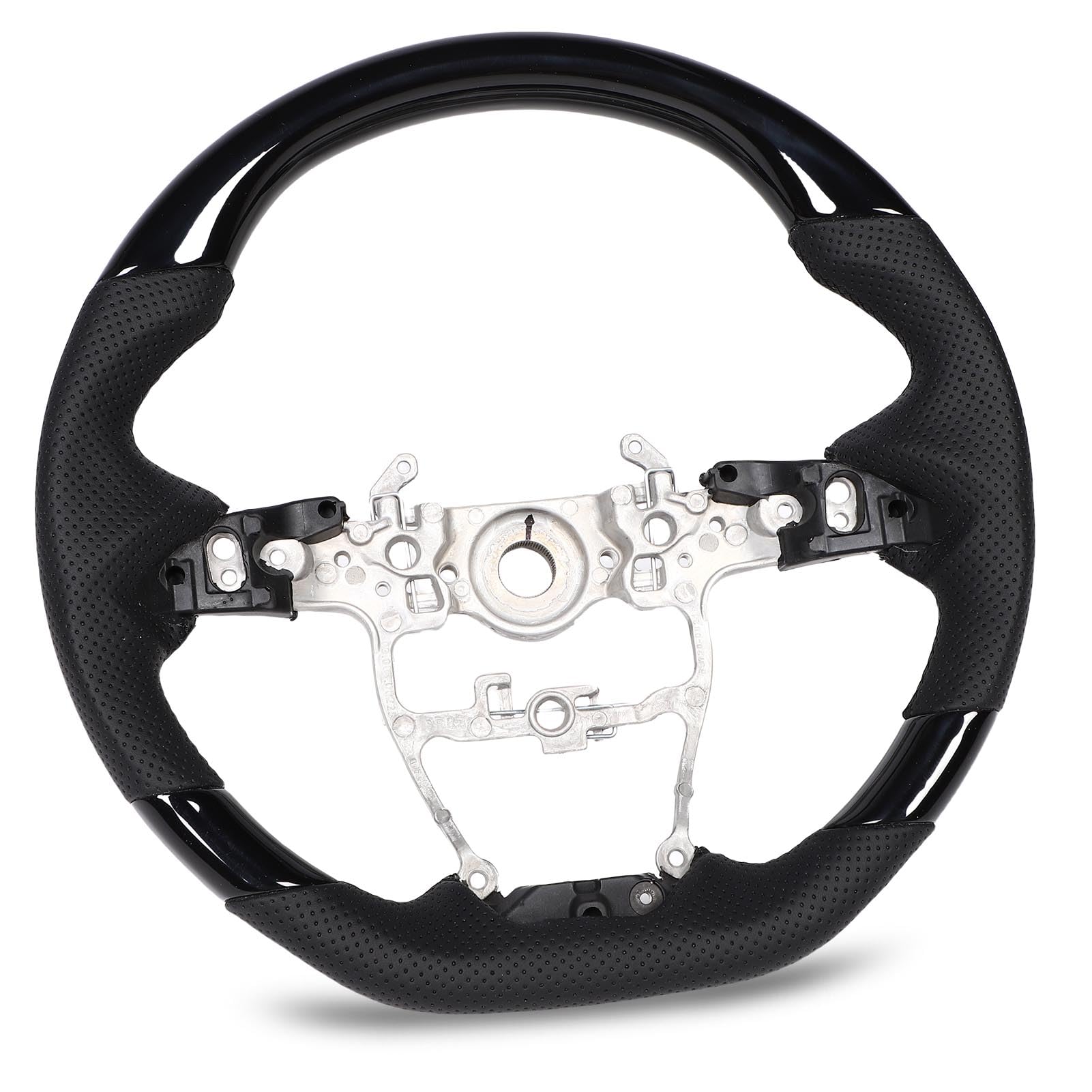 ABS -Hydro -Dip -Lenkrad mit Schwarzem Nähteersatz für XP210 2021 und Danach Perforiertes Leder, Flacher Bodendesign, mit Ergonomischen Handgriffen Gefertigt (Glänzend schwarz) von EMUKOEP
