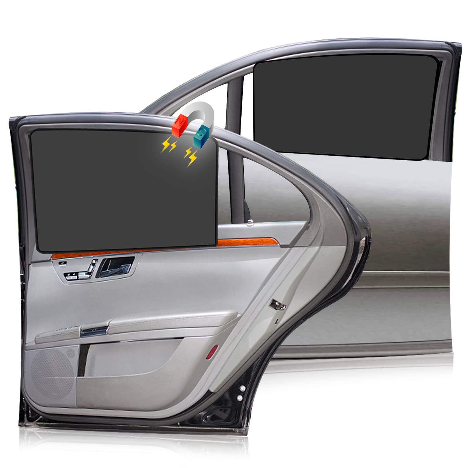 Magnetische Sonnenschutz Auto,2 Stück Magnetisch Sonnenschutz Vorhang fürs Auto mit UV Schutz/Blendschutz Reflektierende Hitzeschutz Vorhang, für Schützt Mitfahrer&Kinder (B) von ENAIAH