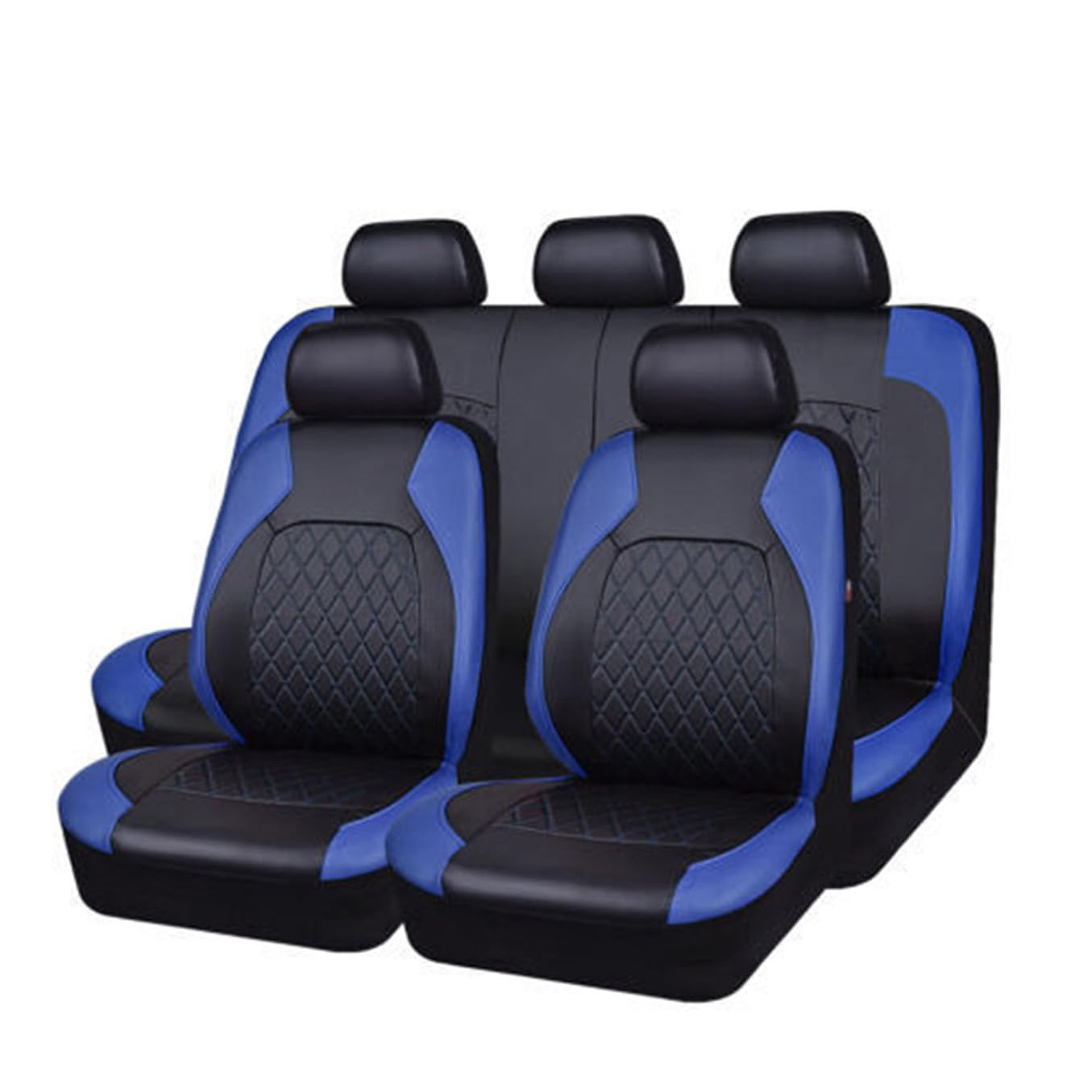ENDYAK Auto-Sitzbezug für Ford EcoSport III II I 3.Gen/2.Gen/1.Gen 2004-2013 2014 2015 2016 2017 2018 2019-2026, 9-teiliges Set Sitzbezug Komplett-Set, wasserdichte Autositzschoner aus Leder,Blue von ENDYAK