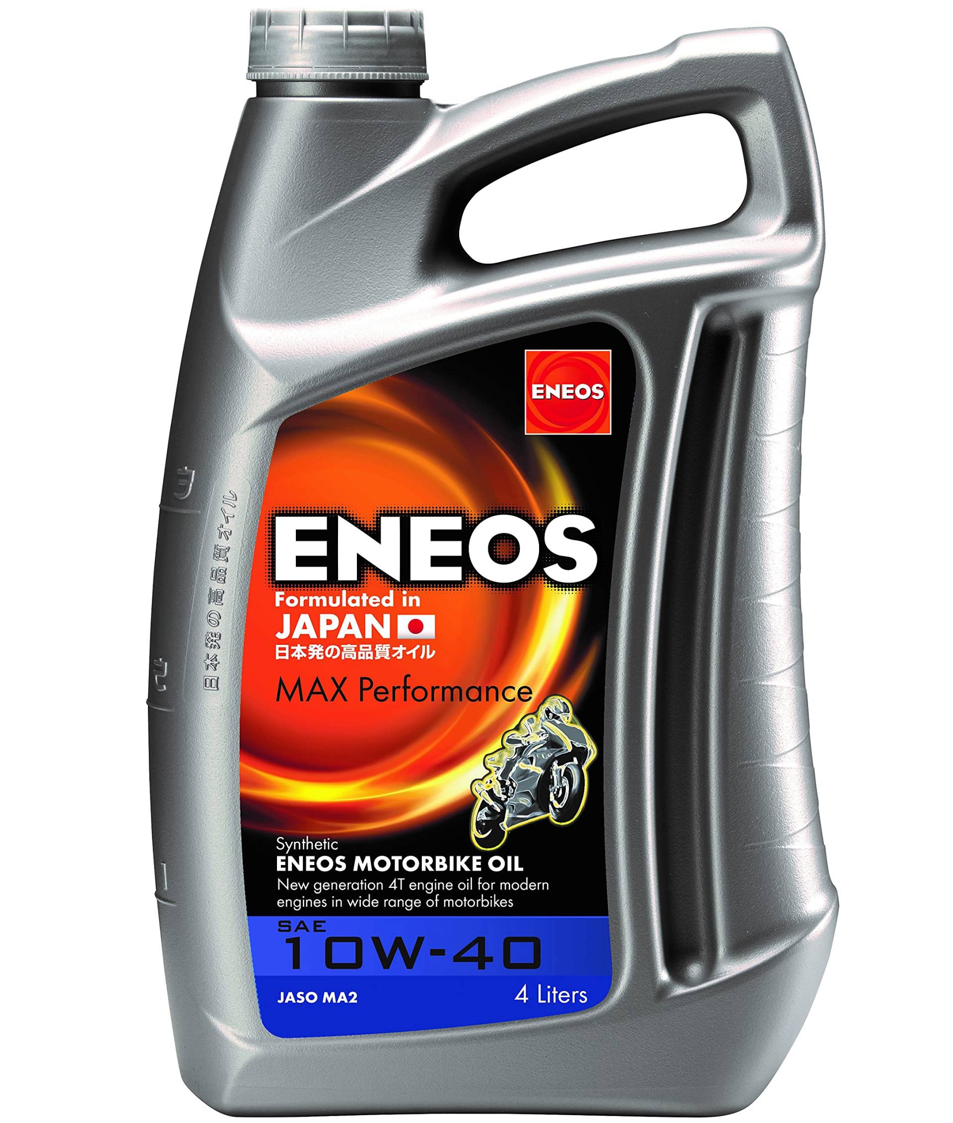 Eneos Max Performance Motoröl 4T 10W-40, synthetisches Motoröl, für japanische 4-Takt-Motorräder (4 Liter) von Eneos