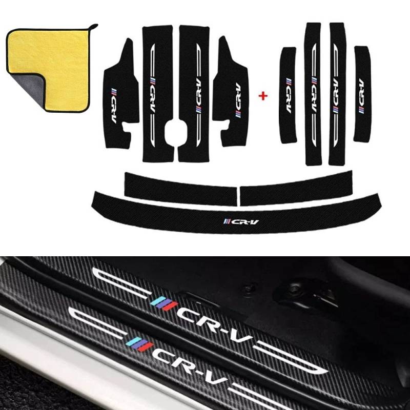 ENFILY 10Pcs Auto Carbon Fiber Tür Sill Kick Plates Protector +Rear Guard Plate for Honda CRV 2015-2016, Welcome Pedal, Scuff Guard Non-Slip Auto Styling Decoration Stickers Accessory von ENFILY