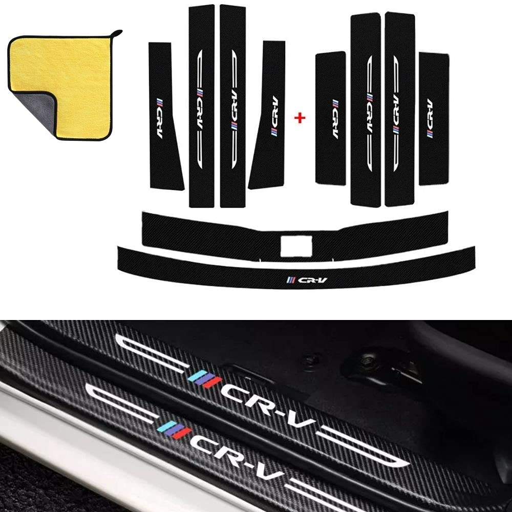 ENFILY 10Pcs Auto Carbon Fiber Tür Sill Kick Plates Protector +Rear Guard Plate for Honda CRV 2017-2023, Welcome Pedal, Scuff Guard Non-Slip Auto Styling Decoration Stickers Accessory von ENFILY