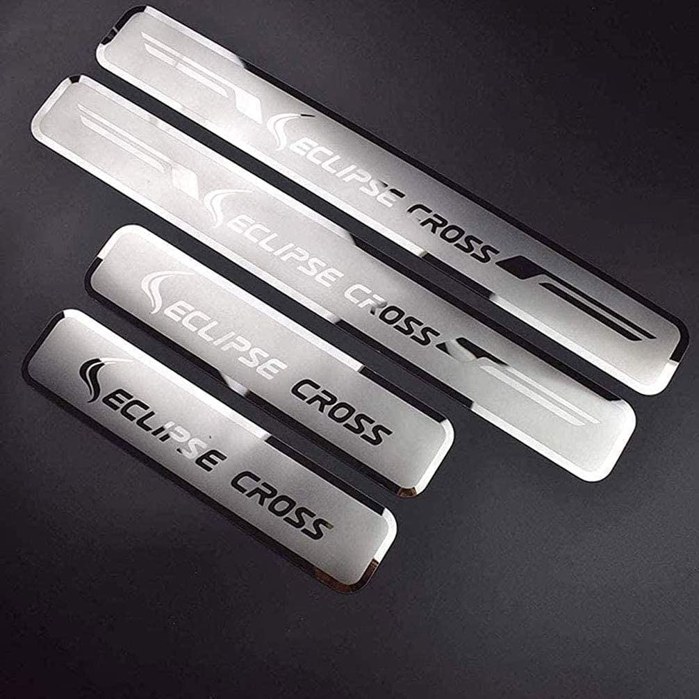 ENFILY 4Pcs Stainless Steel Car Styling Door Sill Protectors for Mitsubishi Eclipse Cross 2018 2019 2020 2021 2022, Protective Strips Non-Slip Wear Plate, Welcome Pedal Kick Plates von ENFILY