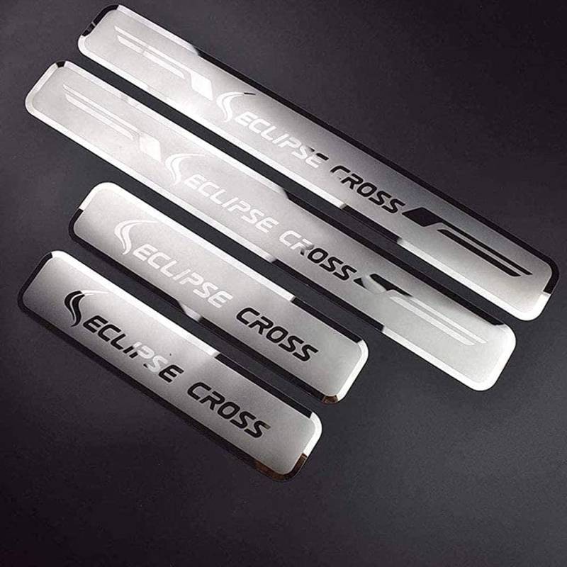 ENFILY 4Pcs Stainless Steel Car Styling Door Sill Protectors for Mitsubishi Eclipse Cross 2018 2019 2020 2021 2022, Protective Strips Non-Slip Wear Plate, Welcome Pedal Kick Plates von ENFILY