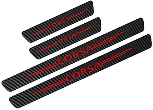 ENFILY Einstiegsleisten für Opel Corsa D B E Carbonfaser Trittschutz Streifen Abdeckung Verkleidung mit Logo Insignia Auto-Zubehör (rot) 4 Stück von ENFILY