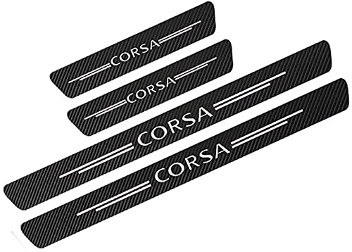 ENFILY Einstiegsleisten für Opel Corsa D B E Carbonfaser Trittschutz Streifen Abdeckung Verkleidung mit Logo Insignia Auto-Zubehör (weiß) 4 Stück von ENFILY