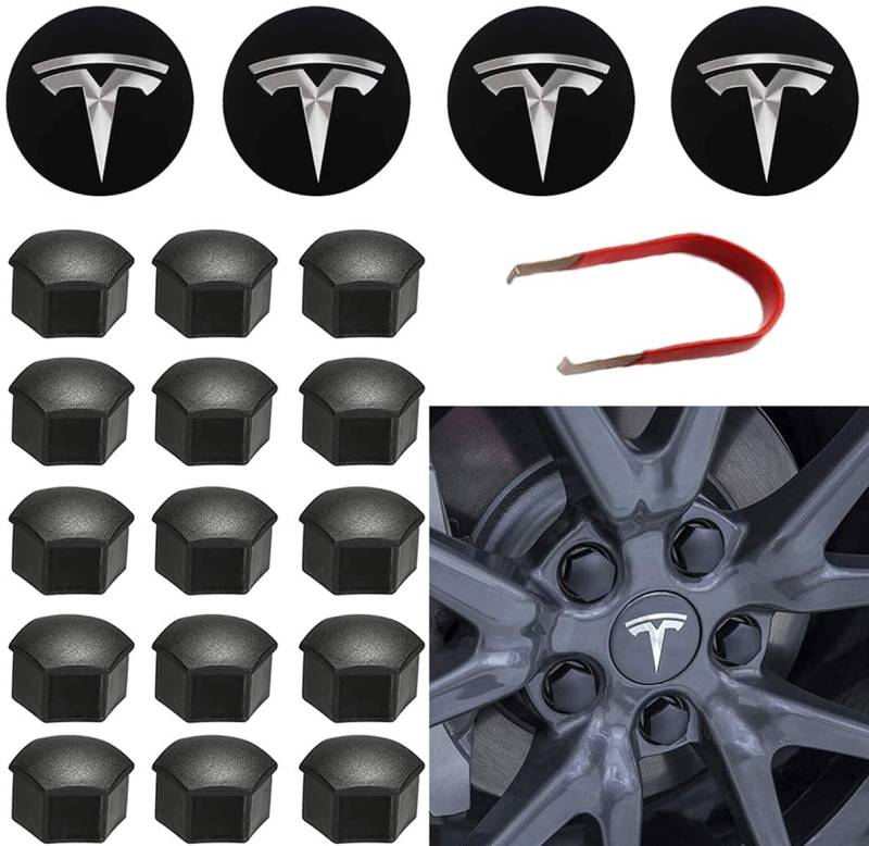ENFILY Für Tesla Radkappen-Kit Center Nabendeckel Set Radnabenabdeckung Center Logo Emblem Modifikation Nabendeckel Zubehör für Modell Y Modell 3 Modell S Modell X (weiß) von ENFILY