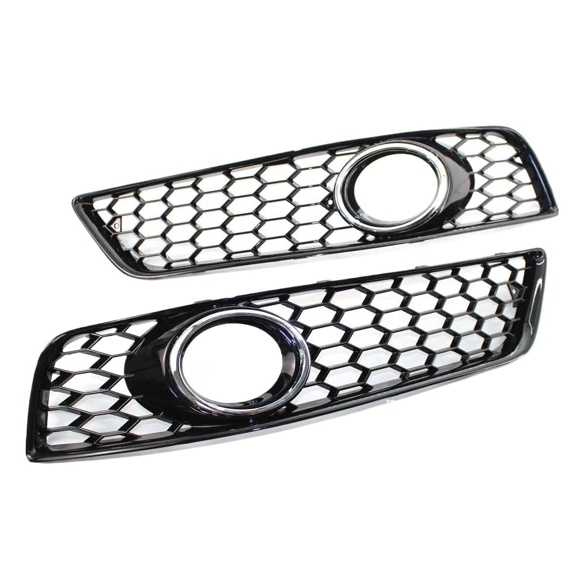 ENLIGMA Für A3 8P 2009 2010 2011 2012 2013 Frontstoßstange Nebelscheinwerfer Racing Grille 1 Paar Mesh Nebelscheinwerfer Kühlergrillabdeckung Nebelscheinwerfer-Abdeckung(Chrome Silver) von ENLIGMA